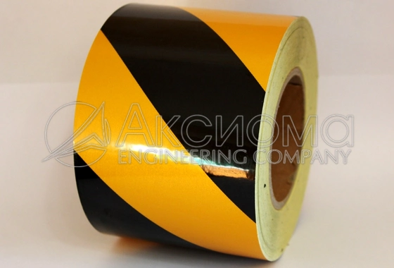 Клейкая светоотражающая лента SRT 50 мм, черно-желтые полосы